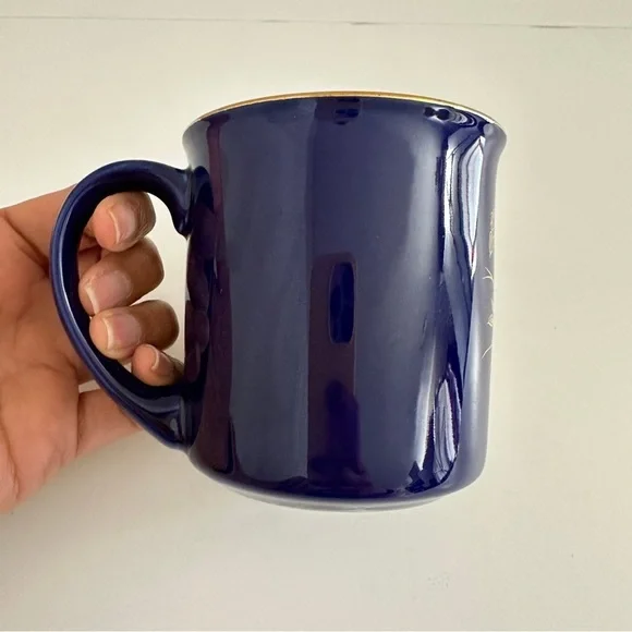 Vintage MCI Japan Cobalt Blue Peacock Floral Gold Print Coffee Mug 1 Pc - Picture 4 of 9